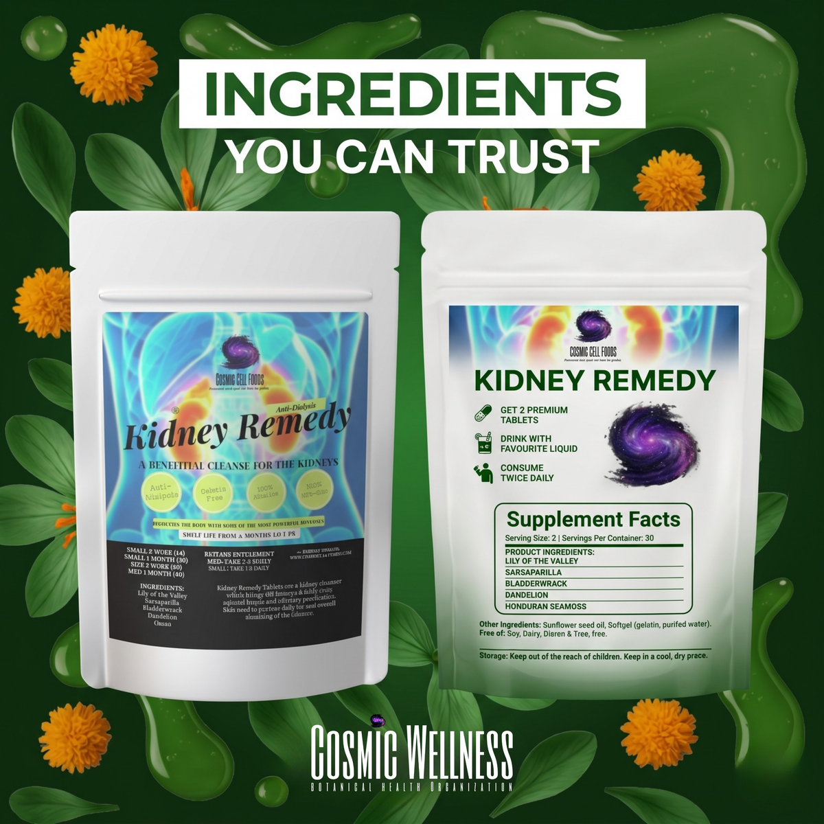 Kidney Remedy Herbal Therapy [Sarsaparilla, Seamoss, Dandelion]