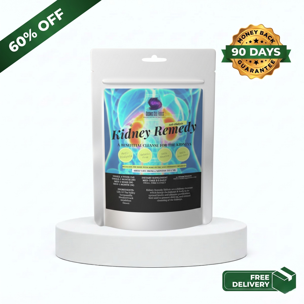 Kidney Remedy Herbal Therapy 2-PACK - Kidney Cleanse, Best For Dialysis (Save $120)